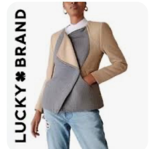 Lucky Brand Jackets & Blazers - Lucky Brand Beige and Gray Asymmetrical Wool Jacket Women's Size Small